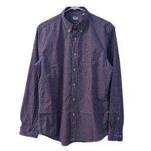 Uniqlo Extra Fine Broadcloth Shirt - Navy/White Check - Size S
